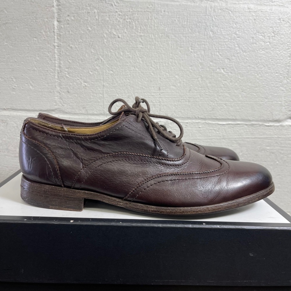 Frye James Brown Leather Wingtip Oxford Dress Shoes Lace Up Men's Size 10.5 D‎